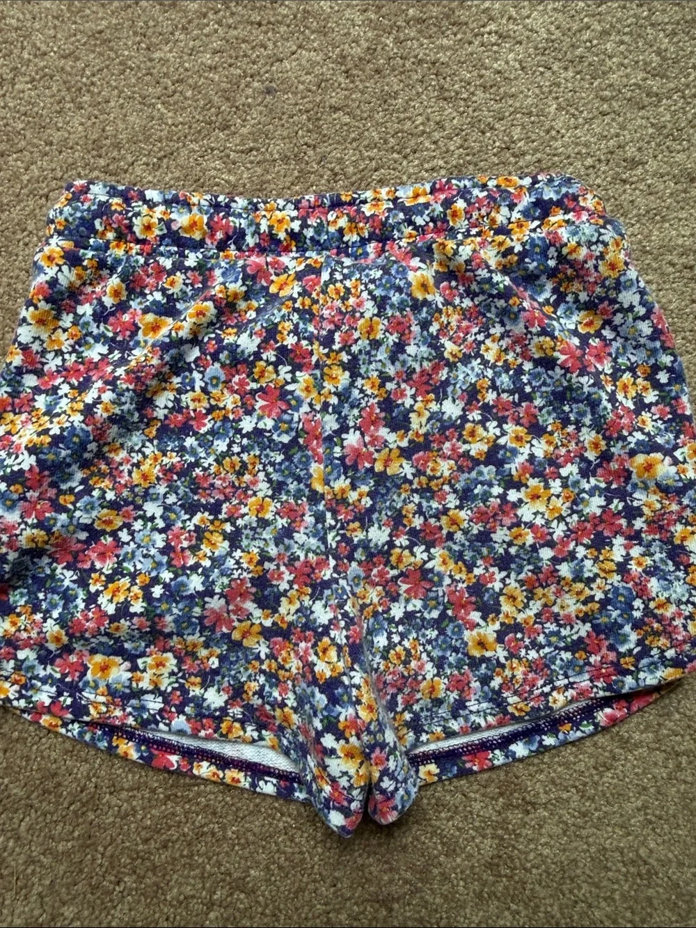 Old Navy Navy Floral Drawstring Kids Shorts